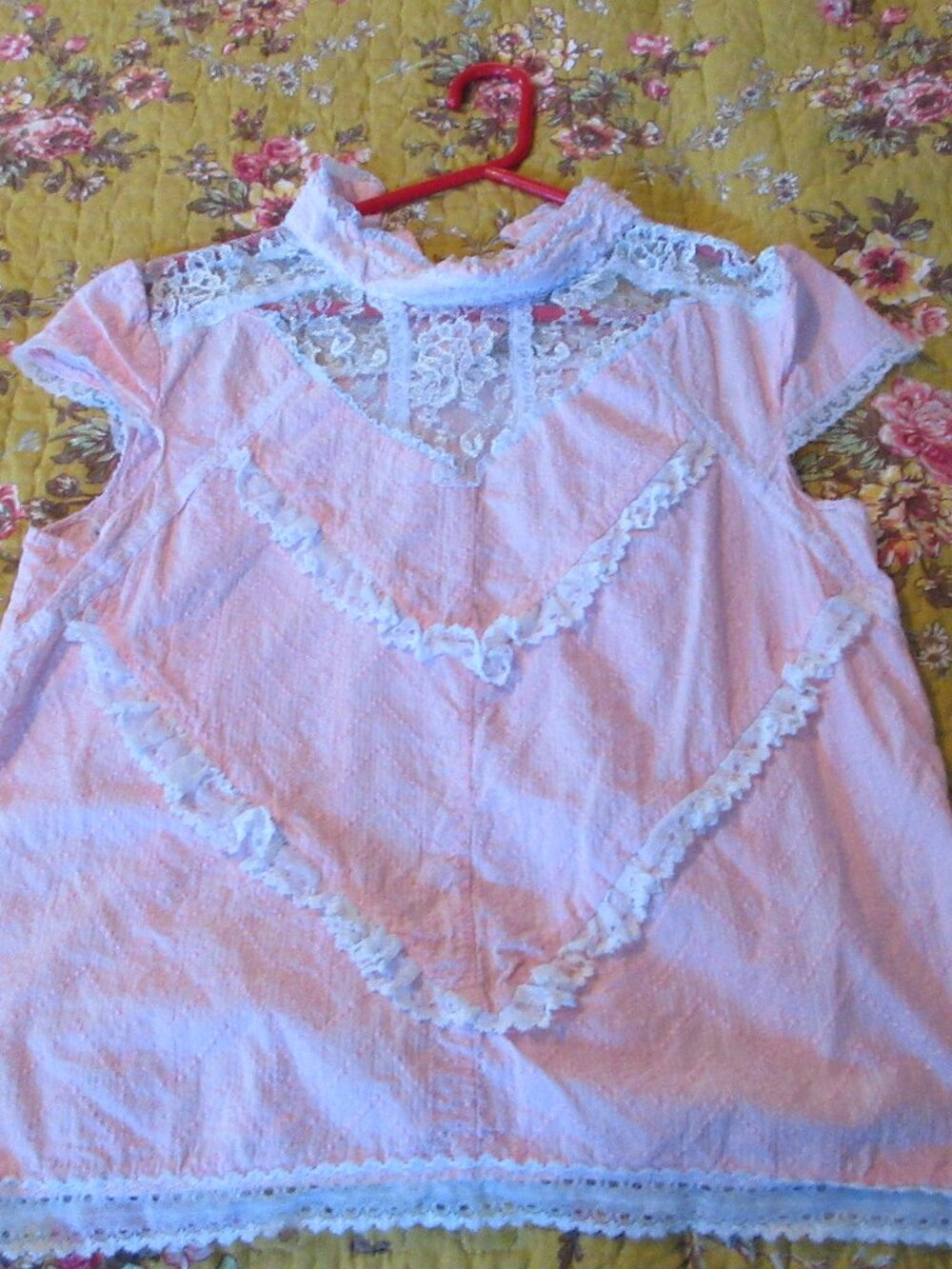 Incredibly detailed Custom made Victorian Short Sleeve Blouse Back Buttons